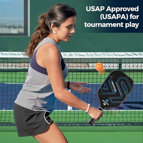 Blue Pickleball Paddles Set of 2 - USAPA Approved T700 Carbon Fiber Rackets with 4 Balls & Bag