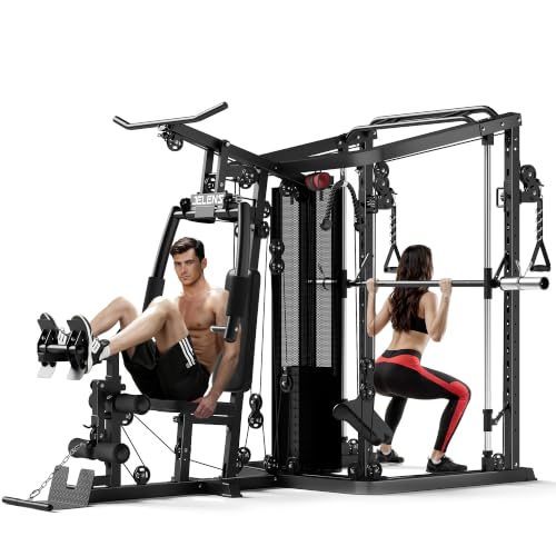 JELENS HM01 All-in-One Home Gym System Black - 150LB Weight Stack & Multi-Station Equipment