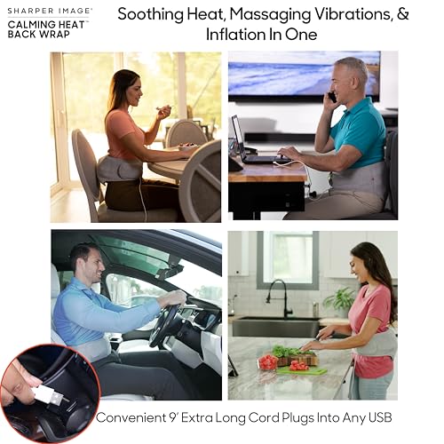 Calming Heat Back Wrap Without Power Pack - Cordless Heating Pad with 3 Heat & Vibration Modes - Adjustable Fit, Portable