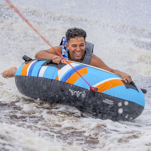 RAVE Sports Blade Inflatable Towable Tube - Orange, 1 Rider, Skim-Fast Bottom