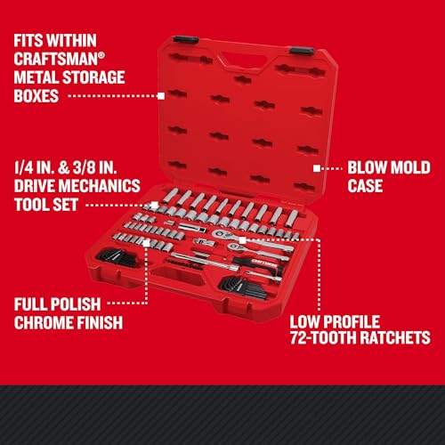 New CRAFTSMAN 83-Piece Mechanics Tool Set with Low-Profile Ratchets SAE/Metric