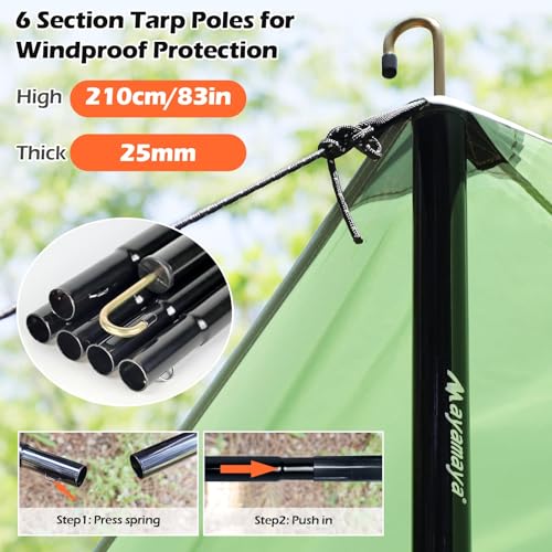 Extra Large Waterproof Camping Tarp 10x15ft with Poles Heavy Duty UV Block & All-Weather Shelter