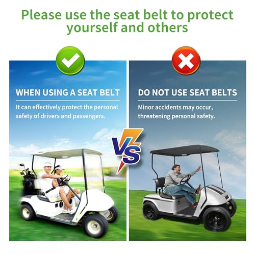 2 Point Golf Cart Seat Belt Kit for EZGO Yamaha Club Car - 4 Passenger, with Bracket
