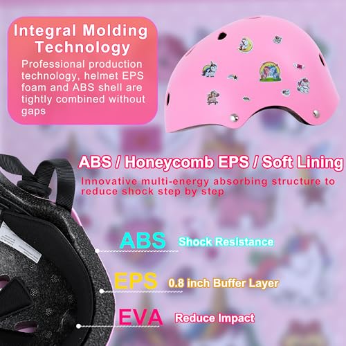 Kids Bike Helmet with Knee and Elbow Pads Set for Toddlers and Kids