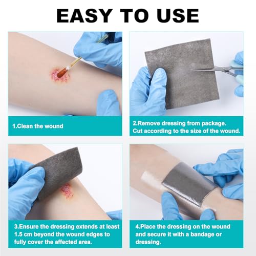 Silver Calcium Alginate Wound Dressing 4x4 Inches - 40 Pack, Individually Sterile