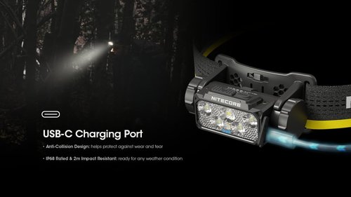 Nitecore HC60 UHE 1600 Lumen Headlamp, USB-C Rechargeable with White and Red Beams for Night Runing, Camping, Hiking, Hunting, and Industrial Work Sticker