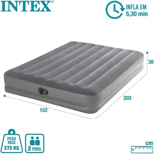 Intex Dura-Beam Prestige Air Mattress - Queen Size with Built-in USB Pump - 12in Height, 600lb Capacity