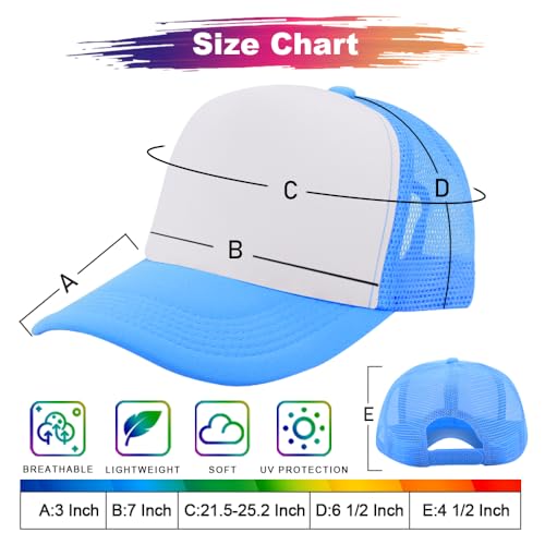 Lblue White 24 Pcs Sublimation Mesh Trucker Hats Baseball Cap for Men Women