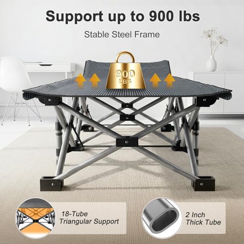 Aboron XXL Folding Camping Cot for Adults with Mattress - Graphite Gray Variation