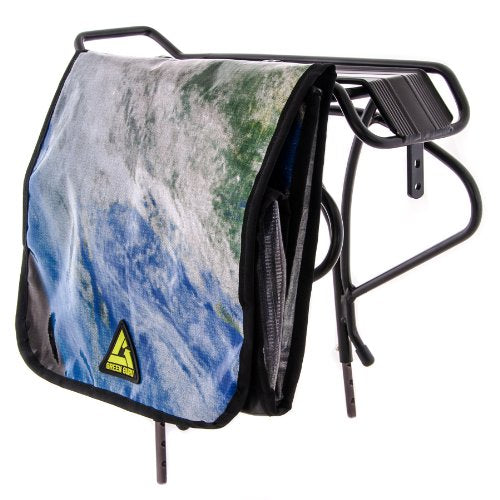 Green Guru Large Multi-Colored Bicycle Pannier Made in USA, Upcycled Vegan Materials