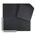innhom 12 Black Interlocking Gym Floor Tiles - 48 Sq. Ft. Exercise Mats