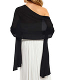 CHICGAL Women's Shawls and Wraps for Wedding Bridal Bridesmaid Evening Dress Scarf Long Scarves (Black)