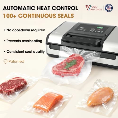 Vesta Precision 12-Inch Vacuum Sealer for Food & Liquids with Rolls - Wet & Dry Sealing