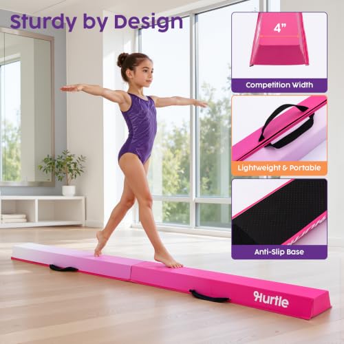 Hurtle Foldable Balance Beam for Kids and Toddlers - Purple 8FT with Carry Bag