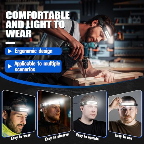 CCDobbs 12-Pack Rechargeable LED Headlamps with 230° Wide Beam & 6 Modes for Camping & Outdoor