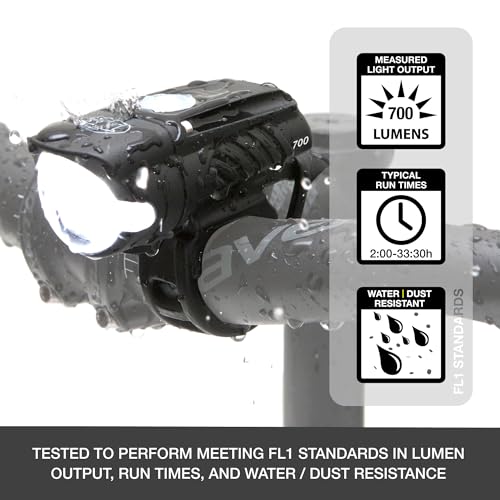 NiteRider Swift 700 & Vmax+ 180 Bike Light Set - 700 Lumens Front & 180 Rear USB Rechargeable, Waterproof, 12 Modes for Night Riding & Commuting