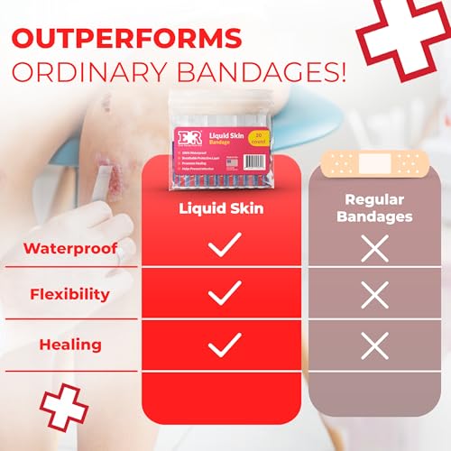 Liquid Bandage for Skin 20 Count Waterproof Wound Closure Flexible Skin Glue
