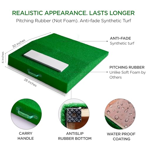 Portable Baseball Pitching Mound with Hard Rubber for Youth & Adults