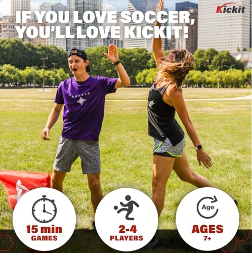 Red Kickit Soccer Tennis Game Set with Portable Net & Soft Ball - Outdoor & Indoor Play