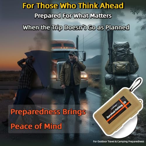 Mini Survival Fishing Kit with Waterproof Tackle Box - Desert Sand