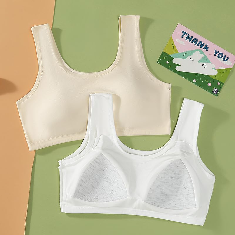 Kids Girls Adjustable Cotton Training Bra Light Padded 10-16 Years White Pink Grey Coral Nude