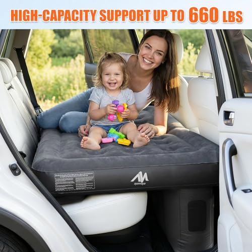 AYAMAYA Car Air Mattress with Built-In Rechargeable Pump, 53x32 Inch Back Seat Inflatable Bed