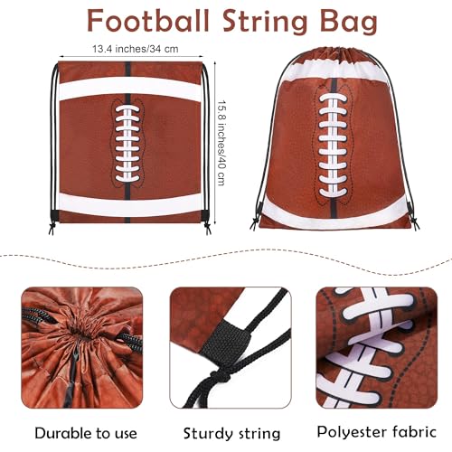 Soccer Travel Drawstring Gift Bags - Football Design, 15.8 x 13.4 Inches - Pack of 12