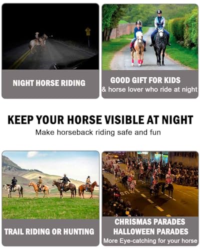 LED Horse Breastplate & Leg Band Set - Multi-Color Light Up Equestrian Tack for Night Riding