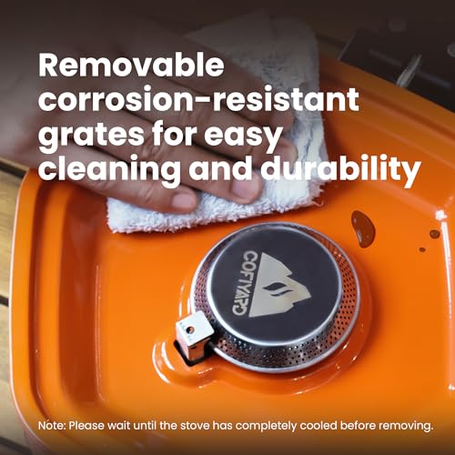 Orange Propane Double Burner Camping Stove with Carrying Bag - Portable Folding Gas Stove for Outdoor Cooking