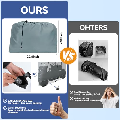 Gray Black Golf Cart Cover 2-4 Passenger Waterproof UV Resistant 900D+600D