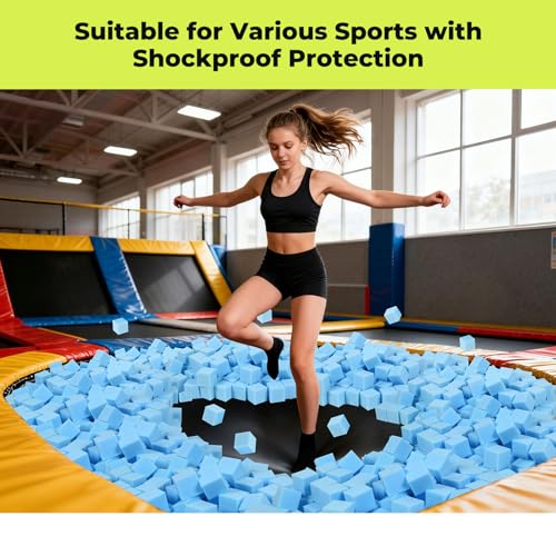 TRENDBOX Foam Cube, 100 PCS of 3.15 x 3.15 x 3.15 Inch Soft Blocks, Gymnastics, Rock Climbing, Trampoline and Other Sports Cushion Pads, Indoor Park Foam Pit Filler - Light Blue ...