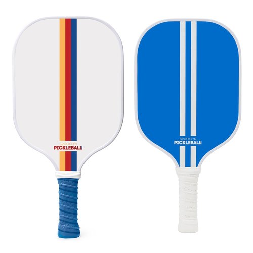 Brooklyn Pickleball Co. | White & Blue Pickle Ball Paddles | Carbon Fiber | Honeycomb Core | Ribbed Non-Slip Cushion Grip | Racket Pair | Pickle-Ball Paddles