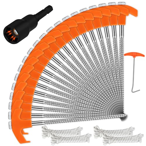 Heavy Duty Tent Stakes Set 20 Pack 8 Inch with Ropes & Hook - Camping Gear