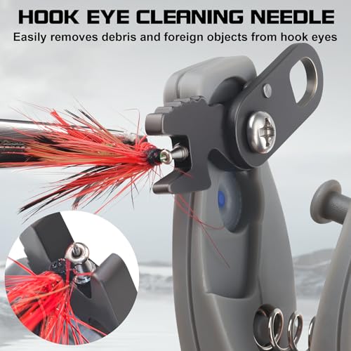 Blue Fishing Line Cutter with Retractor - Saltwater Serrated Shears for Braided Fluoro Line, Hook Eye Cleaner