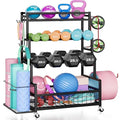 Dumbbell Rack for Home Gym - 490 lbs Capacity with Wheels & Hooks