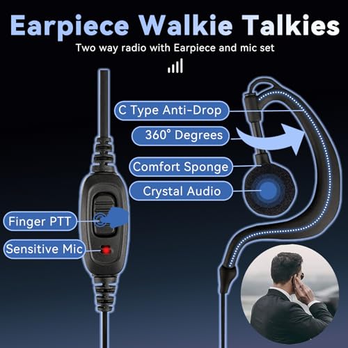 Walkie Talkies for Adults 20 Pack with Earpiece - Without Display - Commercial Two-Way Radios