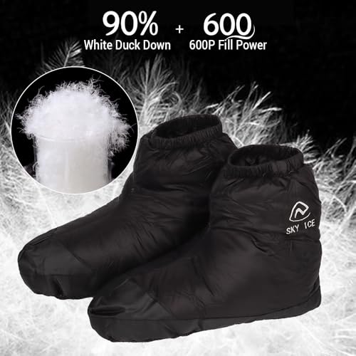 Down Booties Waterproof Warm Socks for Men Women - Blue / Medium
