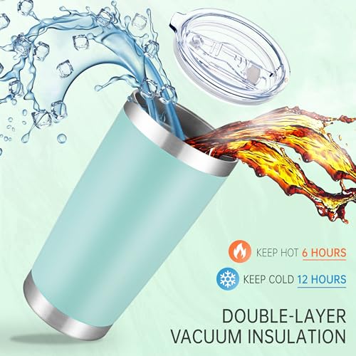 Turquoise 20 oz Stainless Steel Tumblers Bulk Set with Lids - 12 Pack