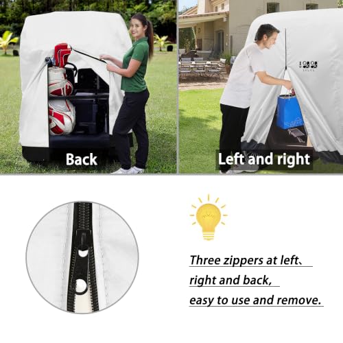 10L0L Silver Golf Cart Cover Waterproof Windproof Sunproof Fits Yamaha EZGO Club Car Lifted 2/4 Passengers