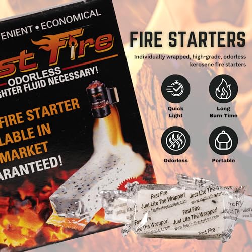 Fast Fire Odorless Fire Starter Cubes 100 Count - Waterproof, Individually Wrapped