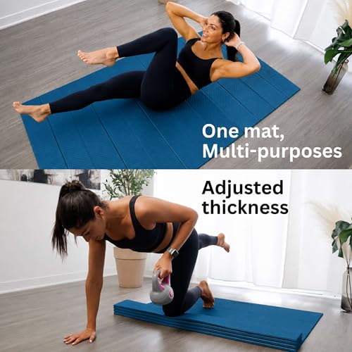 Foldable Yoga Mat XL 72 x 24 Inches - Ocean Depths + Poinciana Variation