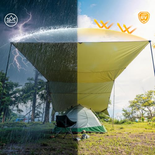 GEERTOP Green Camping Tarp 17x10 ft Waterproof Rain Fly for Outdoor Shelter