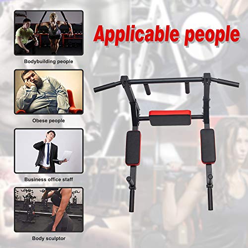 Wall Mount Pull Up Bar & Dip Station - Heavy Duty Steel Fitness Equipment, Supports 440 Lbs, Includes 2 Suspension Anchors - Variation of THIS Listing