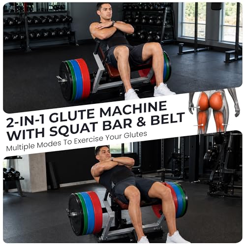 HULKFIT Hip Thrust Machine for Glute Building, Plate-Loaded Home Gym Equipment