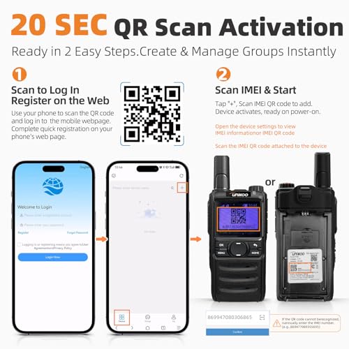 UNIKOO 2 Pack 4G LTE Walkie Talkies with Unlimited Nationwide Range | POC Radios