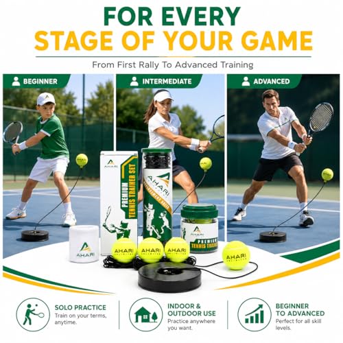 Portable Tennis Rebounder Set with Heavy Metal Base & Replacement Balls