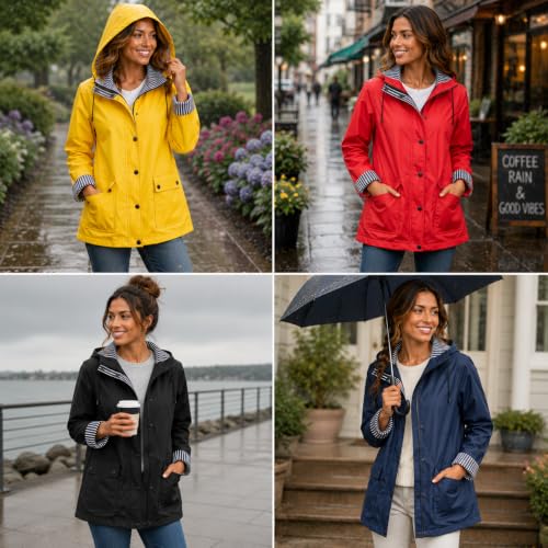 Women's Pink Insulated Rain Jacket - Large Waterproof Vinyl Raincoat