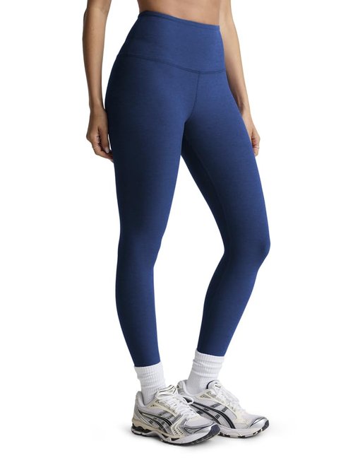 Beyond Yoga Women's Spacedye Caught in The Midi High Waisted Legging, Marine Blue Heather, Medium