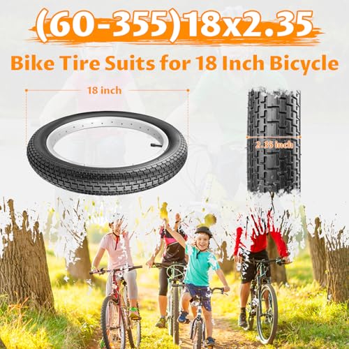 18X2.35 Bike Tire with Inner Tube - 2 Tires + 2 Tubes, 18 Inch Wide