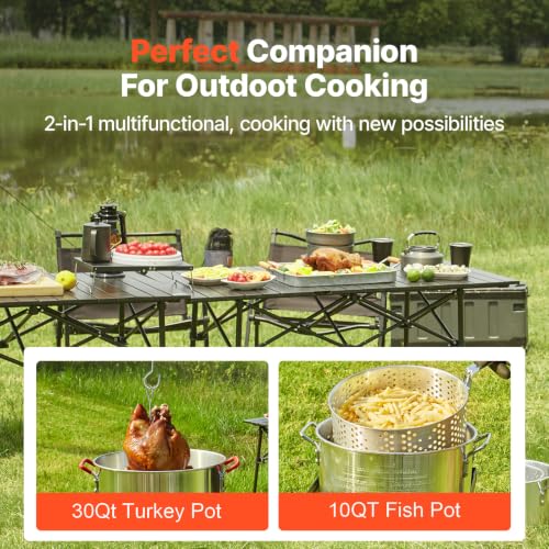 VEVOR 30-Qt & 10-Qt Propane Turkey Deep Fryer Seafood Boiling Kit, 54,000 BTU